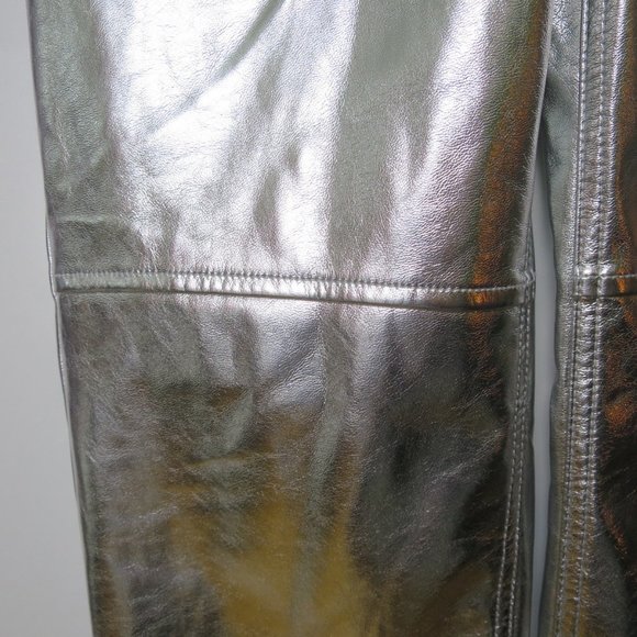 Gap Cheeky Straight High Rise Silver Vegan Leather Pants Size 28 - Picture 7 of 14